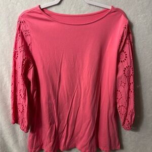 Pink Lace Sleeve Women's Top